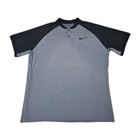 Nike Golf Shirt Mens Size 2XL 833079-063 Gray Blade Collar Raglan Wool Blend - Picture 1 of 11